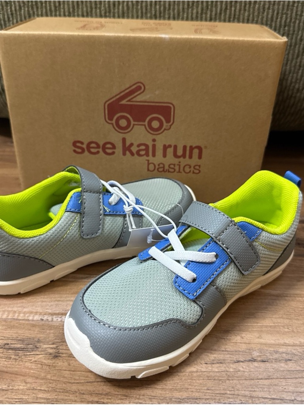 See Kai Run Kids Gray, Blue & Lime Athletic Sneakers